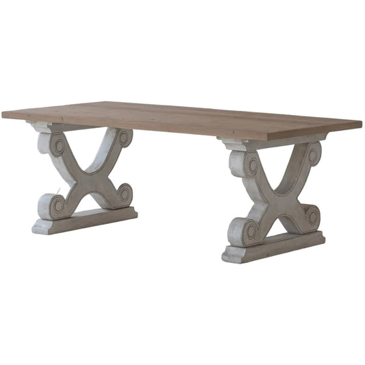 Recycled Old Pine Dining Table, Antique White - iDekor8
