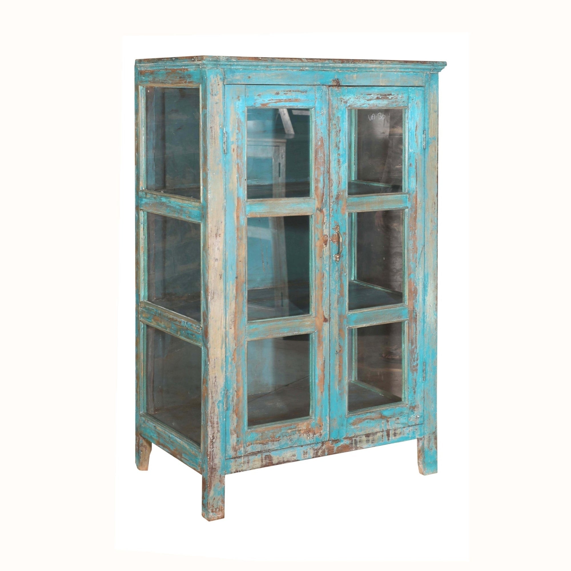 RM-060156, Wooden Cabinet With Glass, Teak, 50+Yrs Old - iDekor8
