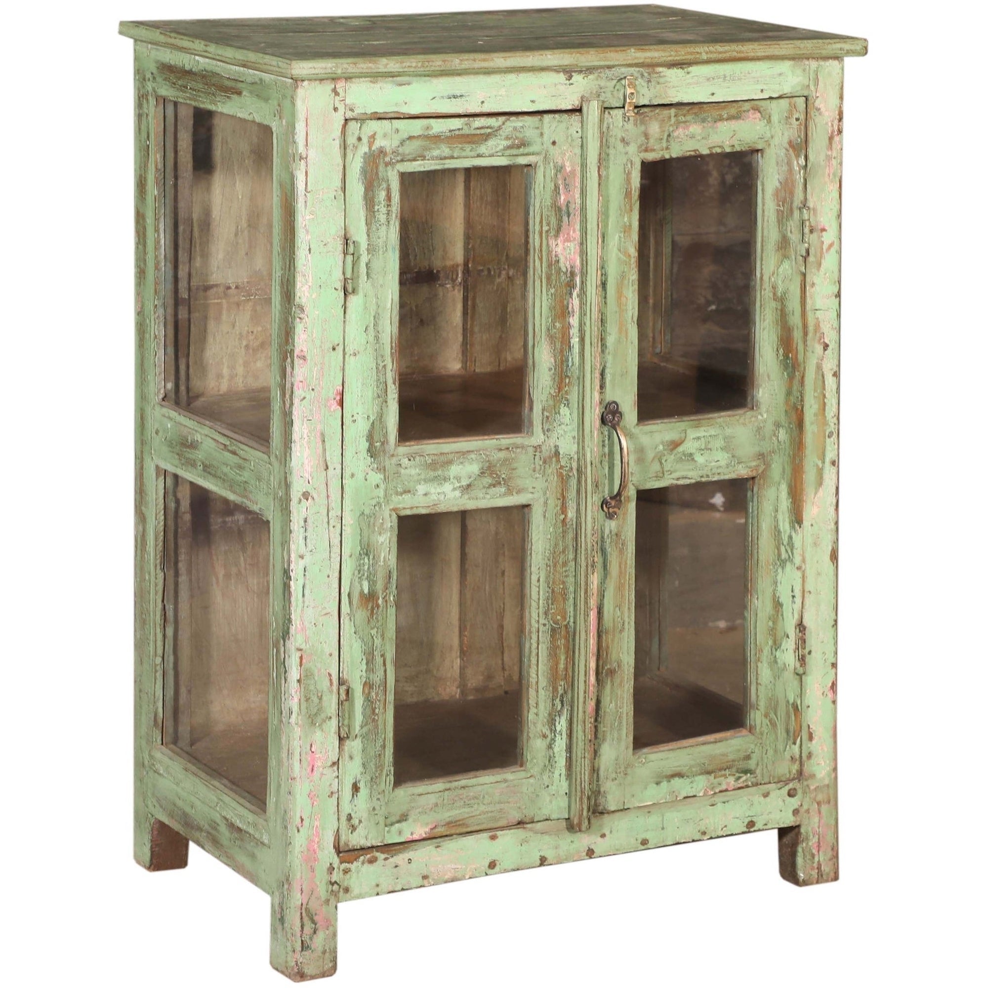 RM-059765, Wooden Cabinet With Glass, Teak, 50+Yrs Old - iDekor8