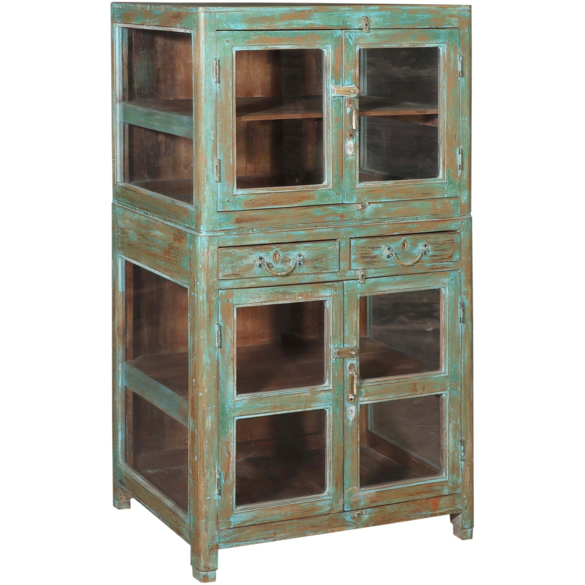 RM-059400, Wooden Cabinet With Glass, Teak, 50+Yrs Old - iDekor8