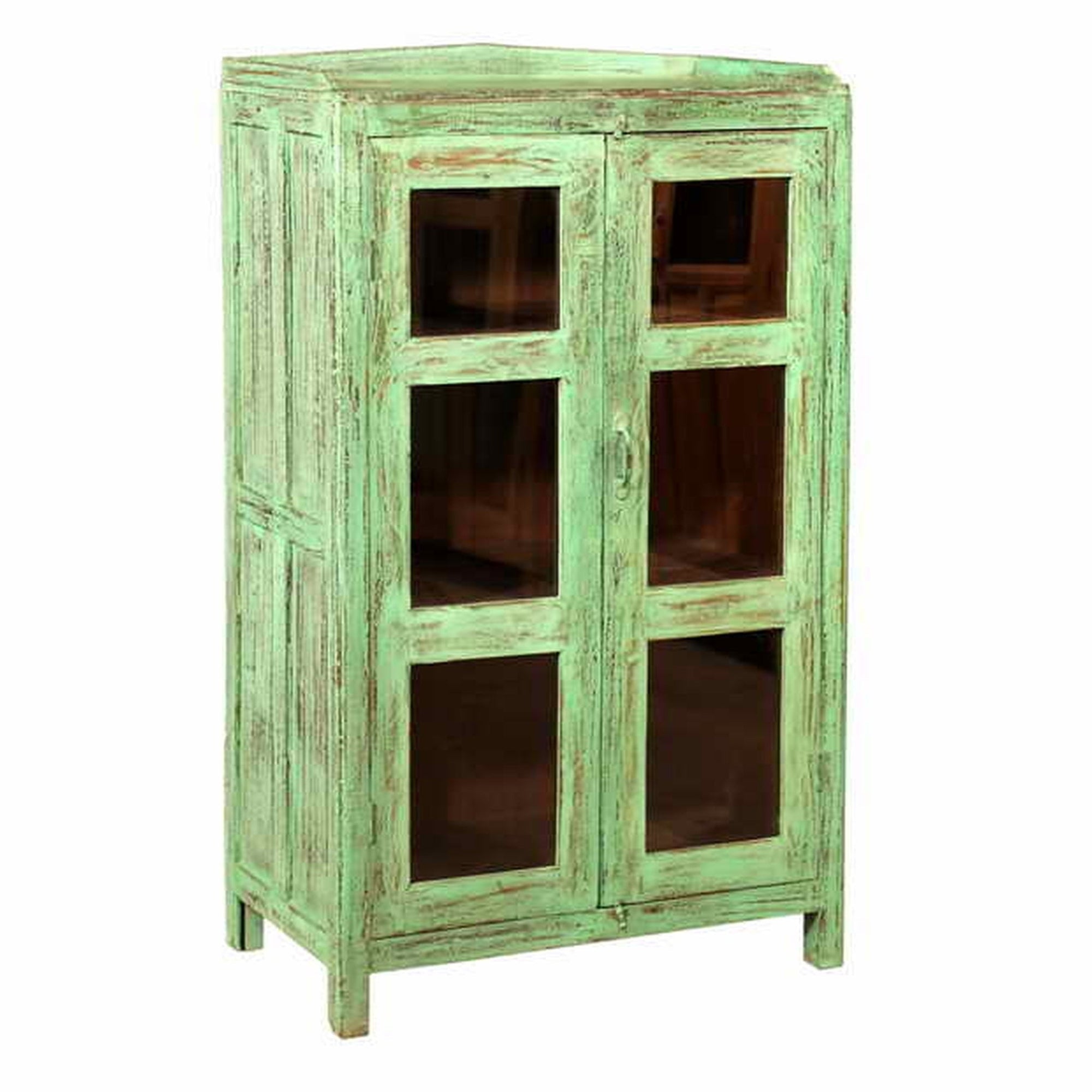 RM-054093, Wooden Cabinet With Glass, Teak, 50+Yrs Old - iDekor8