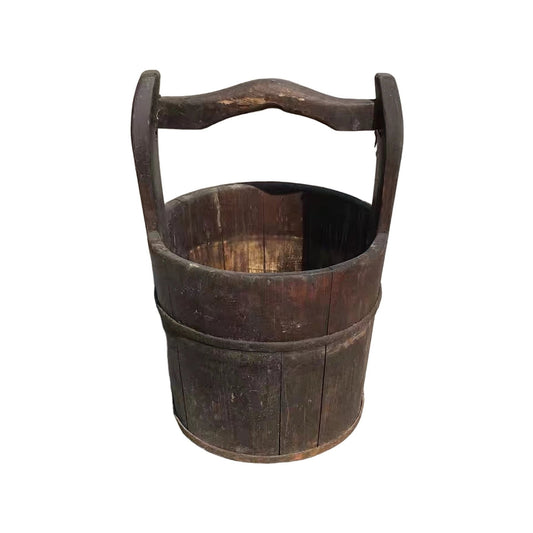 Vintage Round Wooden Water Bucket - iDekor8