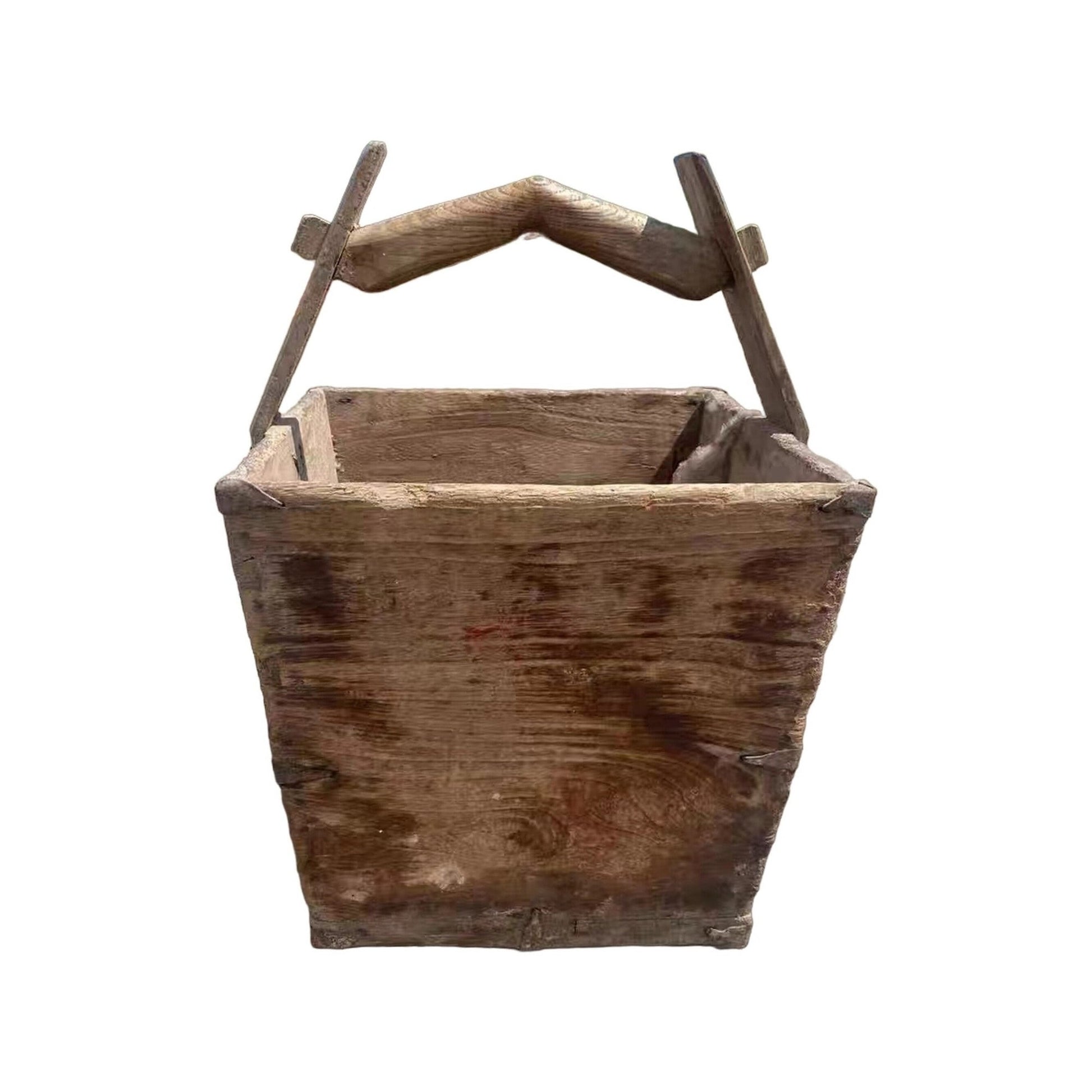 Vintage Square Wooden Water Bucket - iDekor8