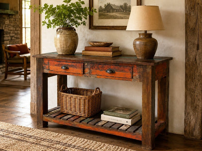 Recycled Wood 2 Dwr Console Table - iDekor8