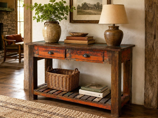 Recycled Wood 2 Dwr Console Table - iDekor8