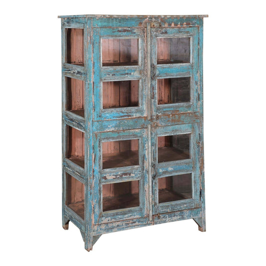 RM-059478, Wooden Cabinet With Glass, Teak, 50+Yrs Old - iDekor8