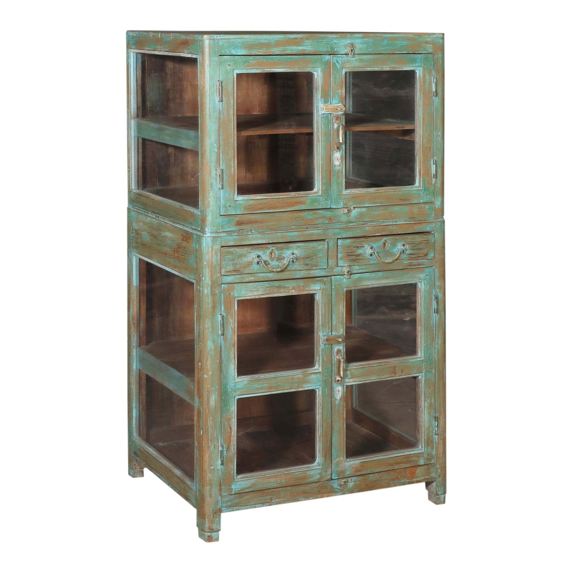 RM-059400, Wooden Cabinet With Glass, Teak, 50+Yrs Old - iDekor8