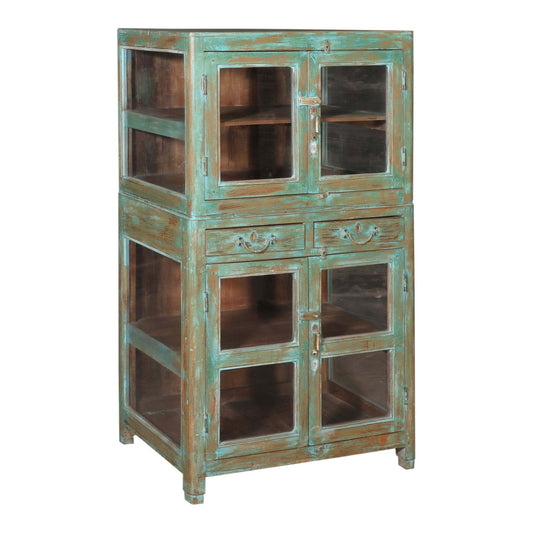 RM-059400, Wooden Cabinet With Glass, Teak, 50+Yrs Old - iDekor8