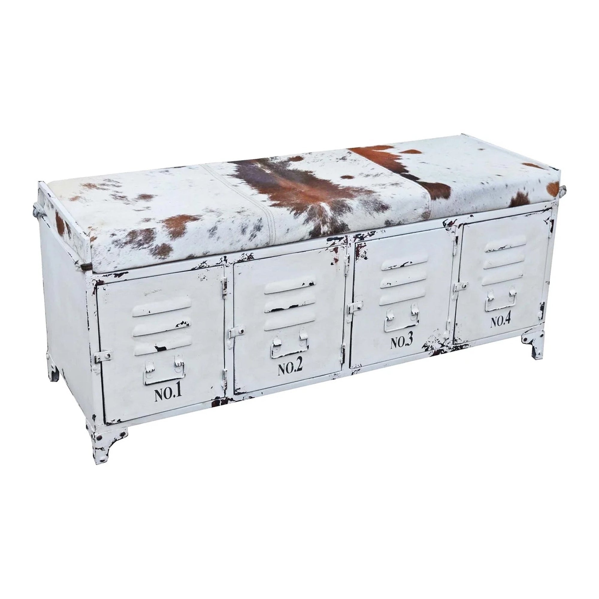 Cow Locker Cow Hide Locker Style Bench, Cow Hide Pattern May Vary in Color ...