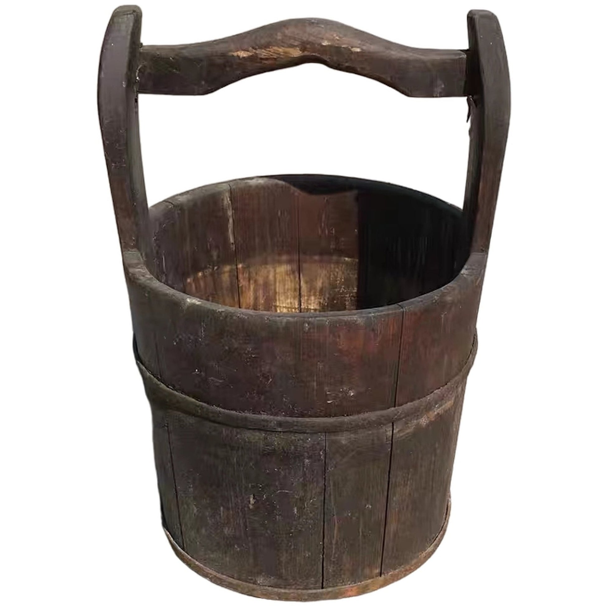 Vintage Round Wooden Water Bucket - iDekor8