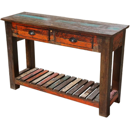 Recycled Wood 2 Dwr Console Table - iDekor8